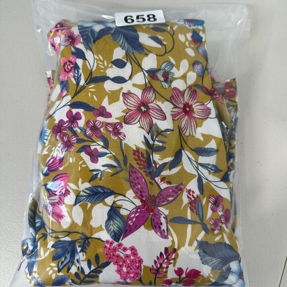 Entro Mini Dress Floral Yellow Bell Sleeve Size L - Picture 4 of 9